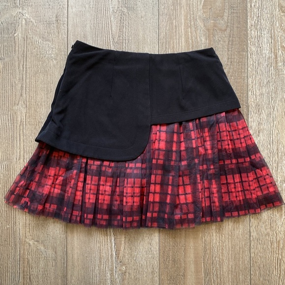 Punk Rave Brand From Dolls Kill Hell Girl Plaid Mesh Two-tone Grid Mini Skorts - Picture 2 of 6